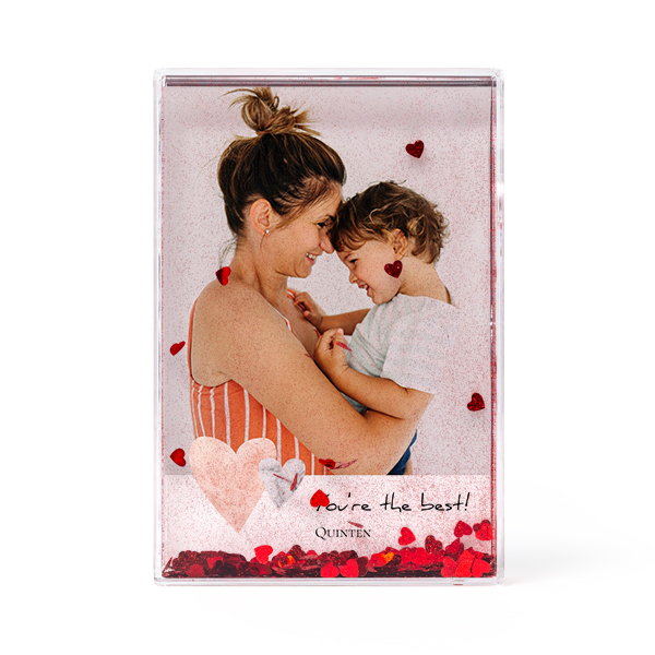 Photo frame with heart confetti