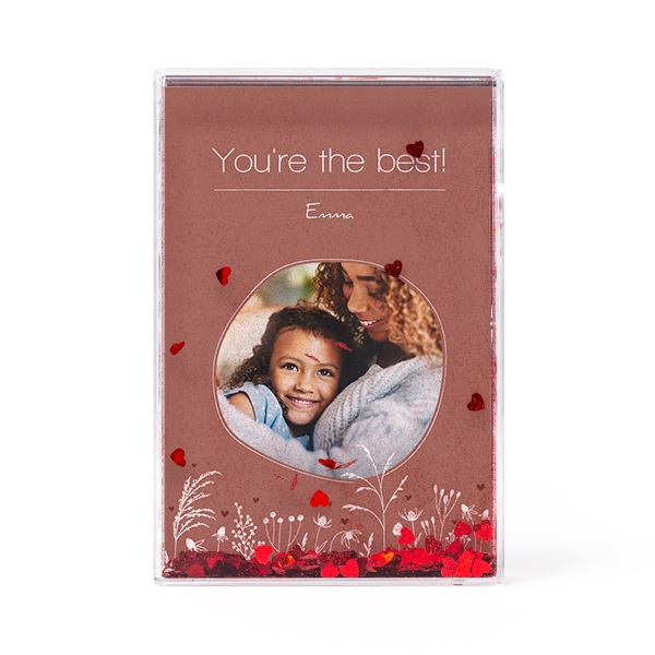 Photo frame with heart confetti