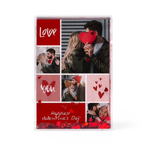 Photo frame with heart confetti