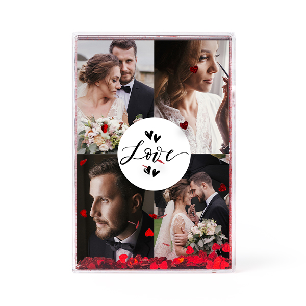 Photo frame with heart confetti