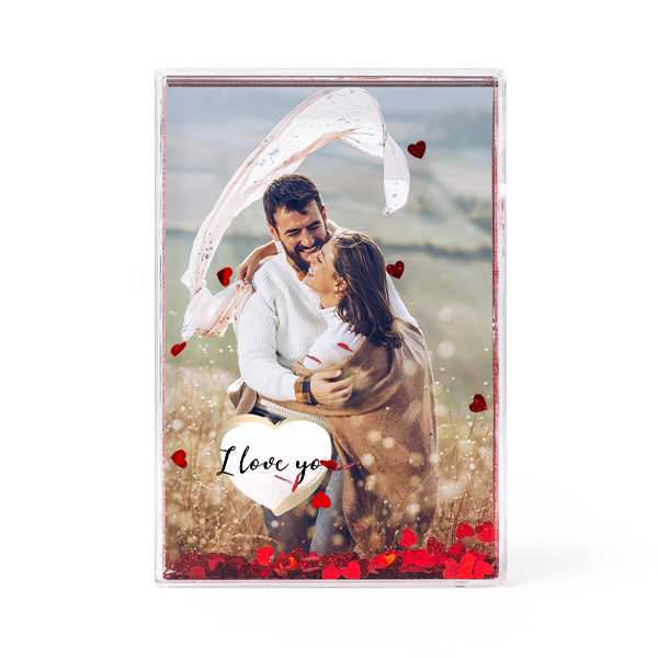 Photo frame with heart confetti