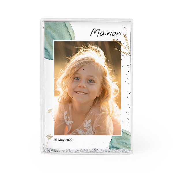 Photo frame with silver glitter