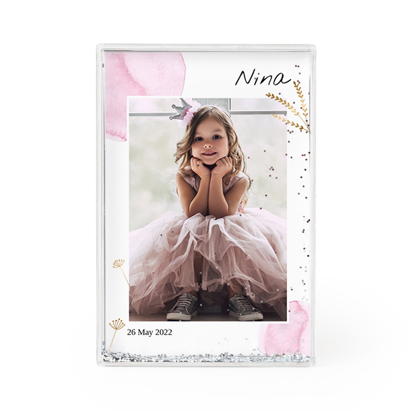 Photo frame with silver glitter