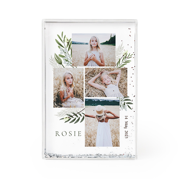 Photo frame with silver glitter