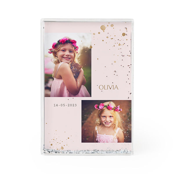 Photo frame with silver glitter