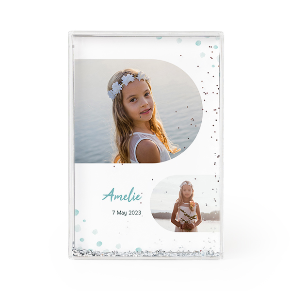 Photo frame with silver glitter