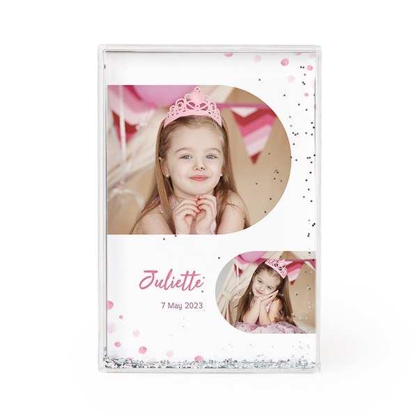 Photo frame with silver glitter