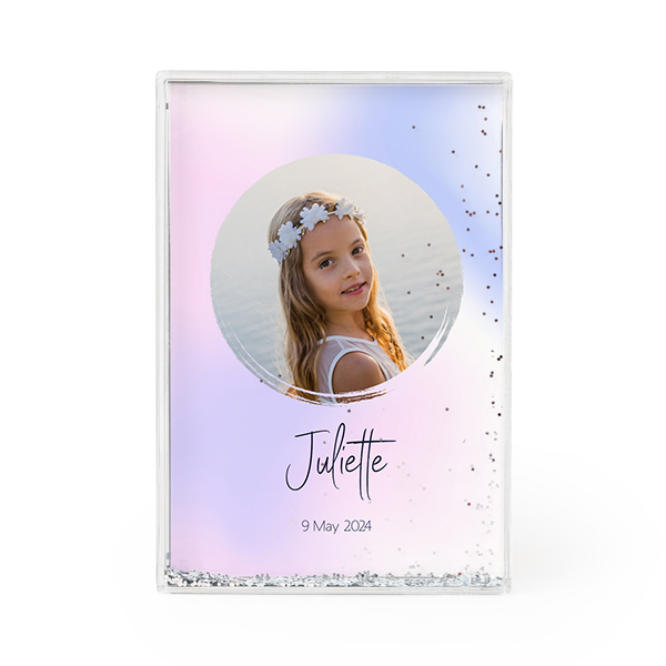 Photo frame with silver glitter Photo frame with silver glitter