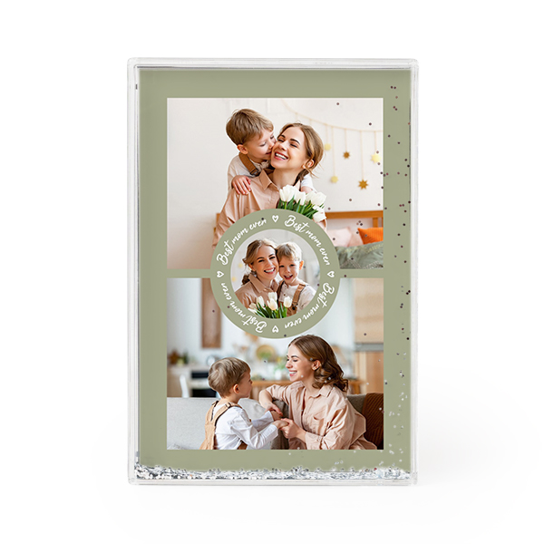 Photo frame with silver glitter