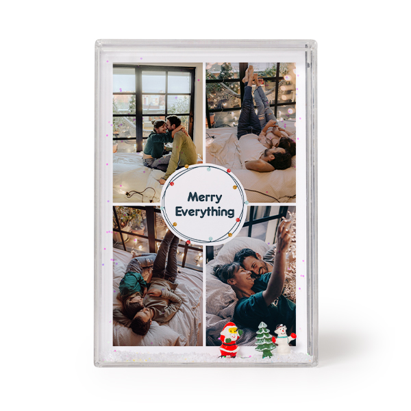 Photo frame with snow