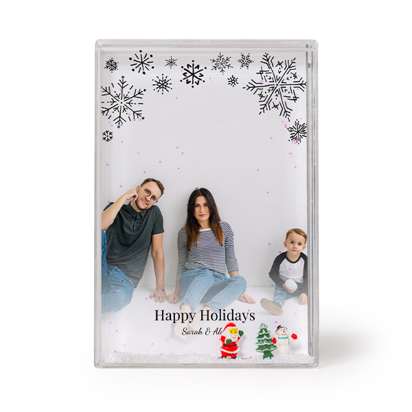 Photo frame with snow