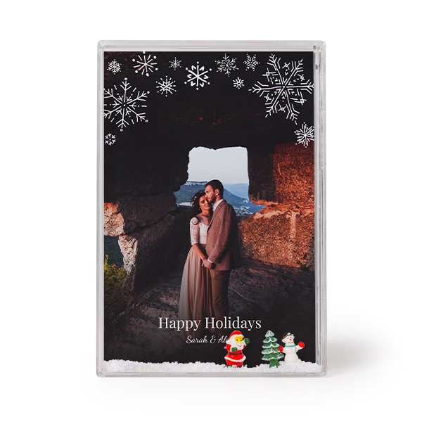 Photo frame with snow