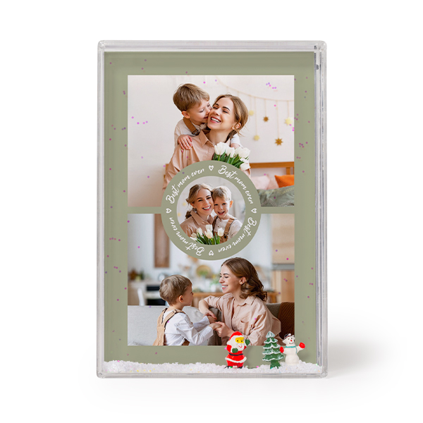 Photo frame with snow