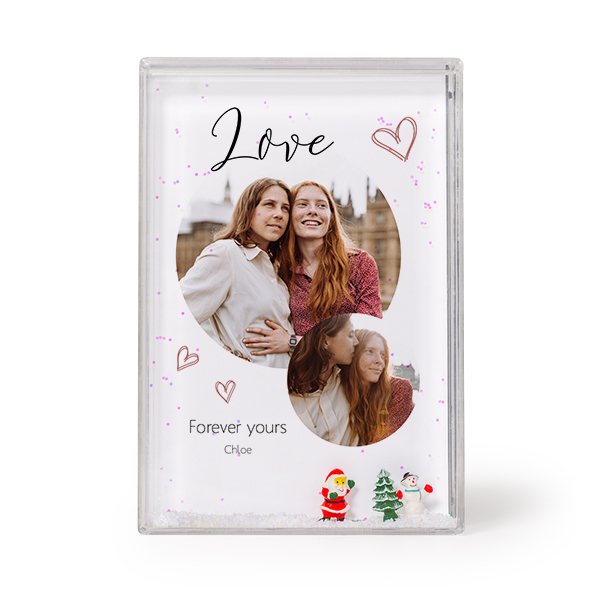 Photo frame with snow