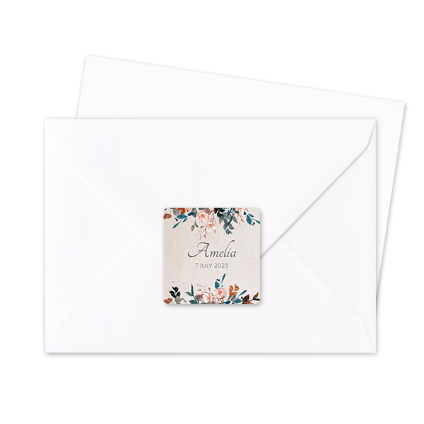 Konvoluttklistremerke kvadratisk - 24 stk