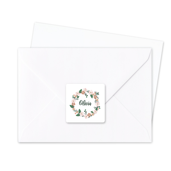 Konvoluttklistremerke kvadratisk - 24 stk