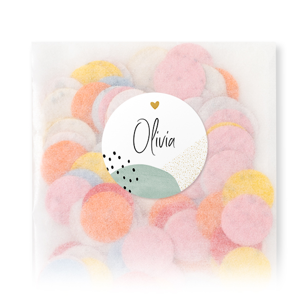 Sachets de confettis à semer avec autocollant rond (lot de 12)