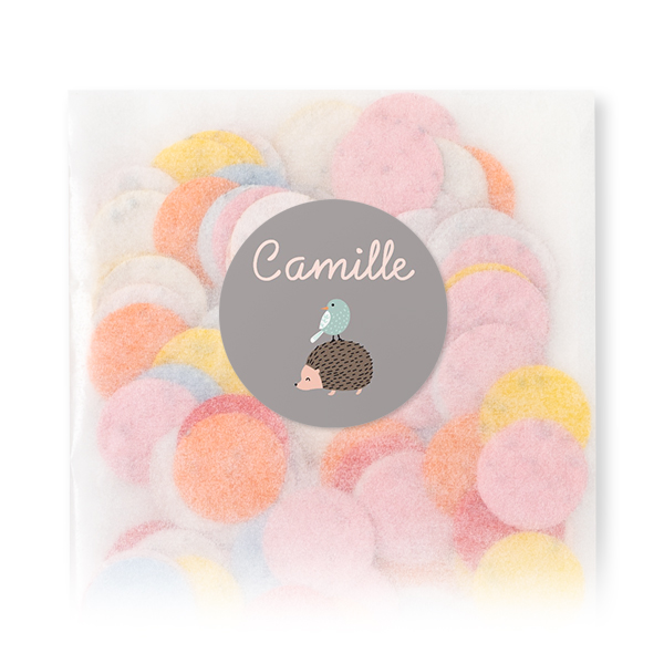 Sachets de confettis à semer avec autocollant rond (lot de 12)