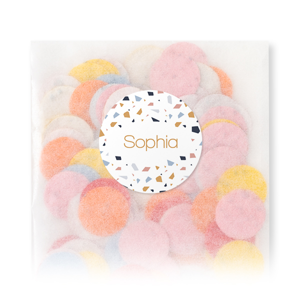 Sachets de confettis à semer avec autocollant rond (lot de 12)