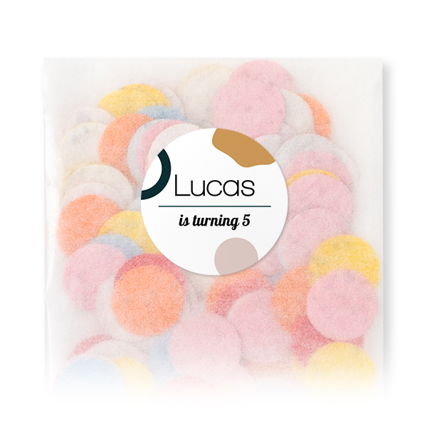 Biodegradable confetti with round stickers - 12 pcs