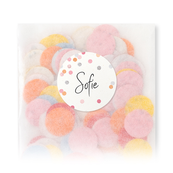 Flower seed confetti bags with round sticker - 12 pcs 