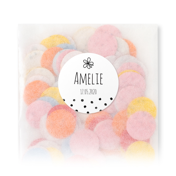 Sachets de confettis à semer avec autocollant rond (lot de 12)