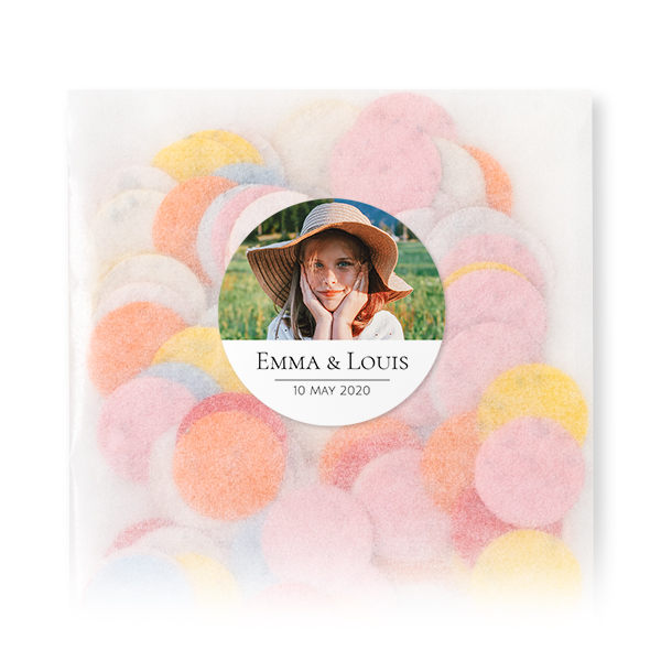 Biodegradable confetti with round stickers - 12 pcs