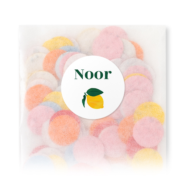 Groeiconfetti zakjes met ronde sticker - Set van 12