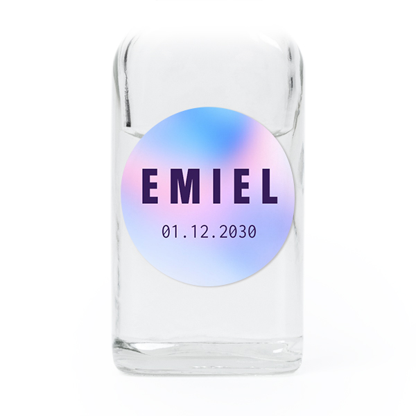Fiole en verre transparent avec autocollant rond - Lot de 12