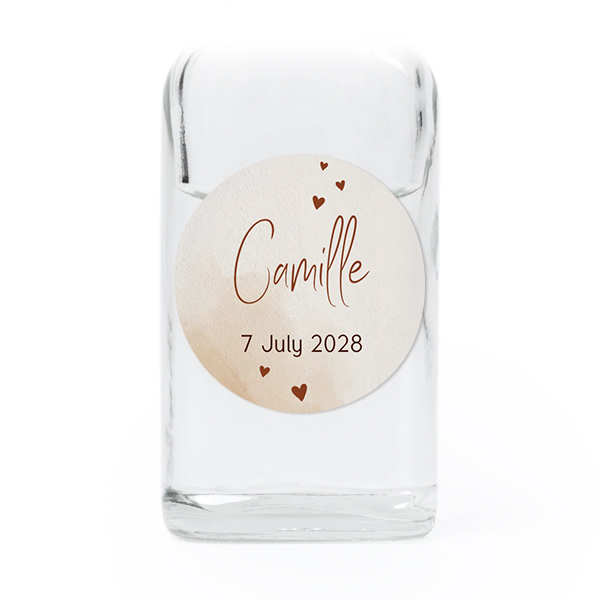 Fiole en verre transparent avec autocollant rond - Lot de 12 Fiole en verre transparent avec autocollant rond - Lot de 12