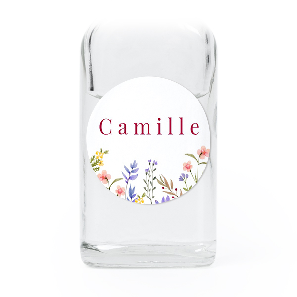Fiole en verre transparent avec autocollant rond - Lot de 12 Fiole en verre transparent avec autocollant rond - Lot de 12