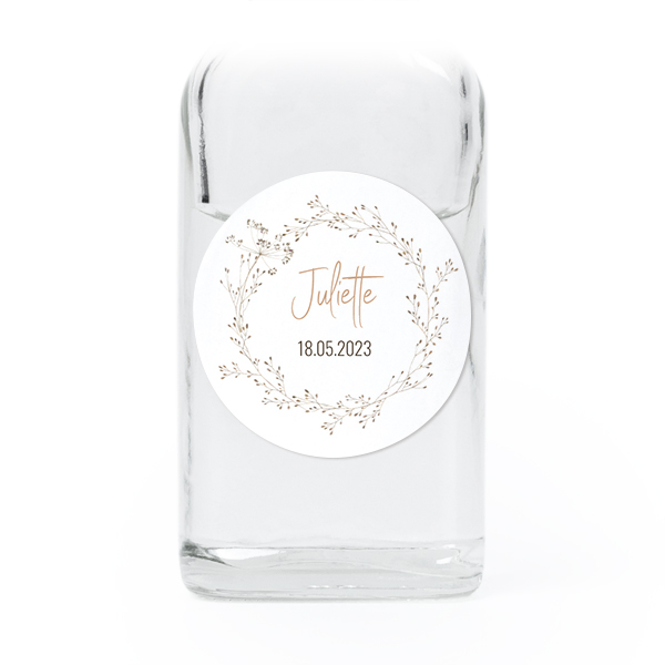 Fiole en verre transparent avec autocollant rond - Lot de 12 Fiole en verre transparent avec autocollant rond - Lot de 12