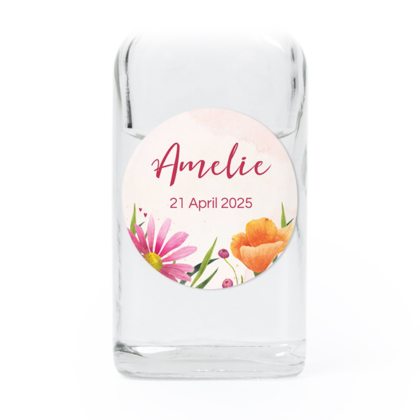 Fiole en verre transparent avec autocollant rond - Lot de 12 Fiole en verre transparent avec autocollant rond - Lot de 12