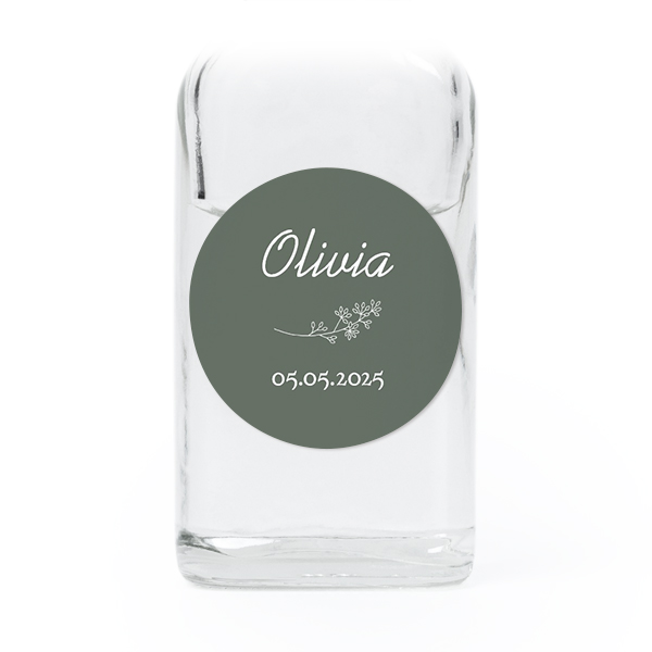 Fiole en verre transparent avec autocollant rond - Lot de 12 Fiole en verre transparent avec autocollant rond - Lot de 12