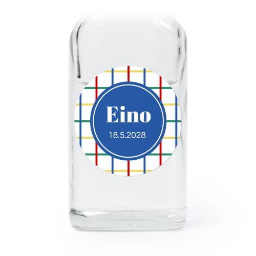 Pienet lasipullot pyöreillä tarroilla – 12 kpl