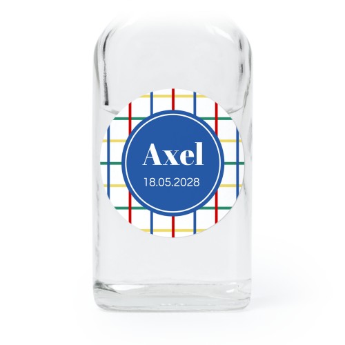 Små glasflaskor med runda klistermärken – 12 st