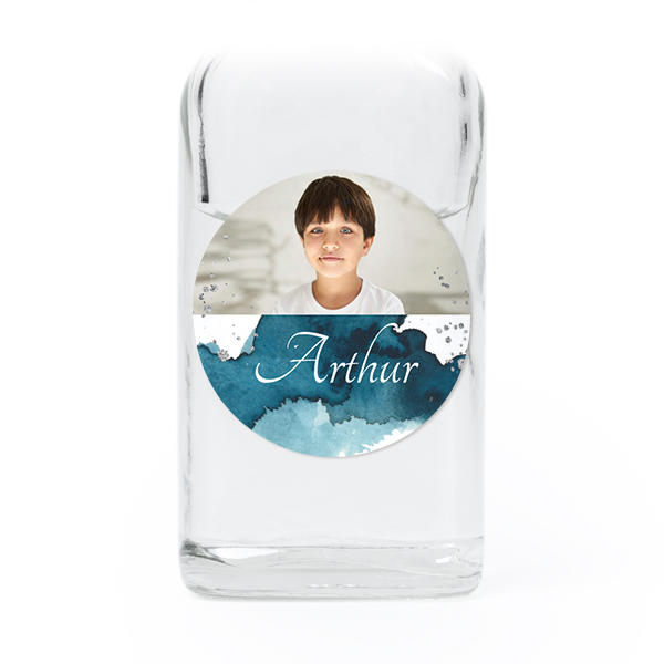 Fiole en verre transparent avec autocollant rond - Lot de 12 Fiole en verre transparent avec autocollant rond - Lot de 12