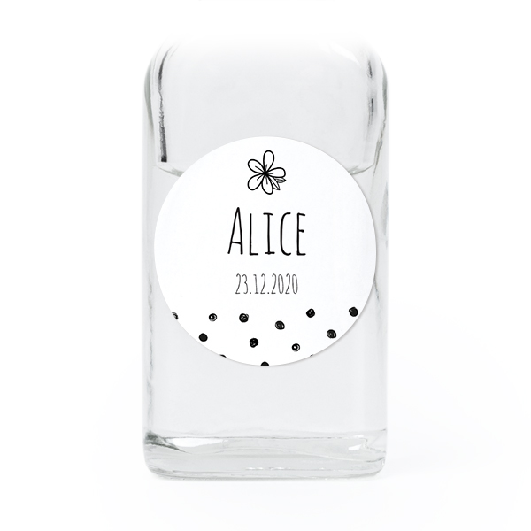 Fiole en verre transparent avec autocollant rond - Lot de 12 Fiole en verre transparent avec autocollant rond - Lot de 12