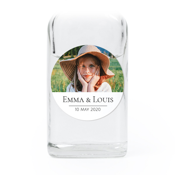 Fiole en verre transparent avec autocollant rond - Lot de 12 Fiole en verre transparent avec autocollant rond - Lot de 12