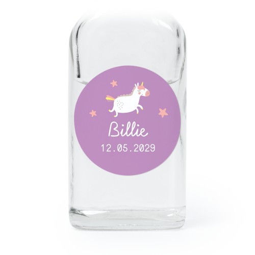 Små glasflaskor med runda klistermärken – 12 st