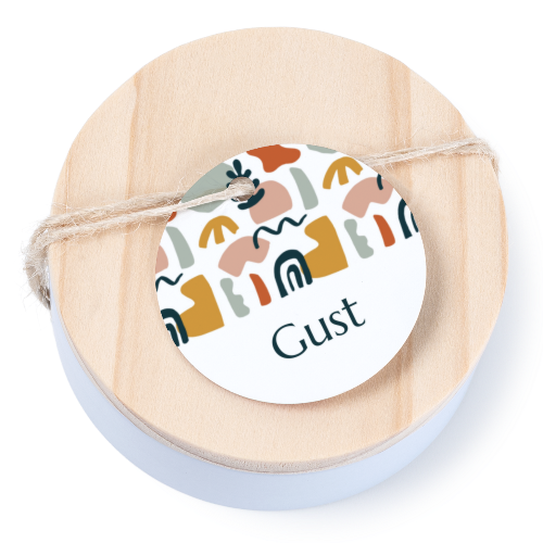 Boîtes en métal avec couvercle en bois sticker rond (lot de 12) Boîtes en métal avec couvercle en bois sticker rond (lot de 12)