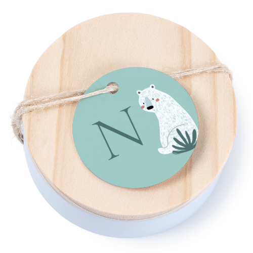 Tin box wooden lid round label - set of 12 Tin box wooden lid round label - set of 12