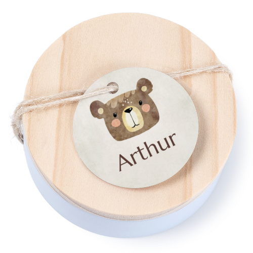 Boßtes en métal avec couvercle en bois sticker rond (lot de 12) Boßtes en métal avec couvercle en bois sticker rond (lot de 12)