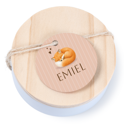 Tin box wooden lid round label - set of 12 Tin box wooden lid round label - set of 12