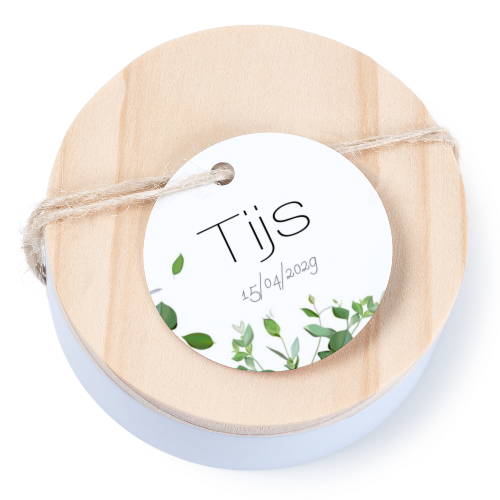 Boßtes en métal avec couvercle en bois sticker rond (lot de 12) Boßtes en métal avec couvercle en bois sticker rond (lot de 12)