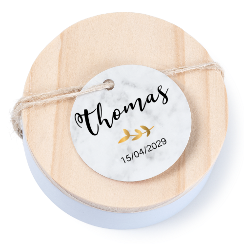 Boîtes en métal avec couvercle en bois sticker rond (lot de 12) Boîtes en métal avec couvercle en bois sticker rond (lot de 12)