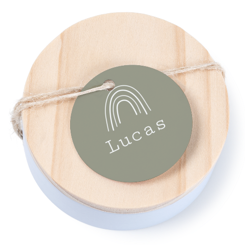 Boîtes en métal avec couvercle en bois sticker rond (lot de 12) Boîtes en métal avec couvercle en bois sticker rond (lot de 12)