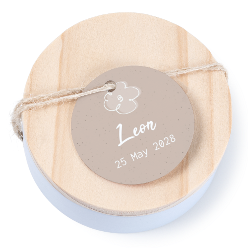 Boîtes en métal avec couvercle en bois sticker rond (lot de 12) Boîtes en métal avec couvercle en bois sticker rond (lot de 12)