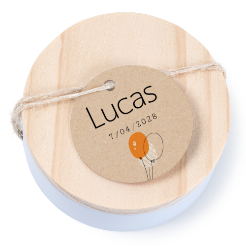 Tin box wooden lid round label - set of 12 Tin box wooden lid round label - set of 12
