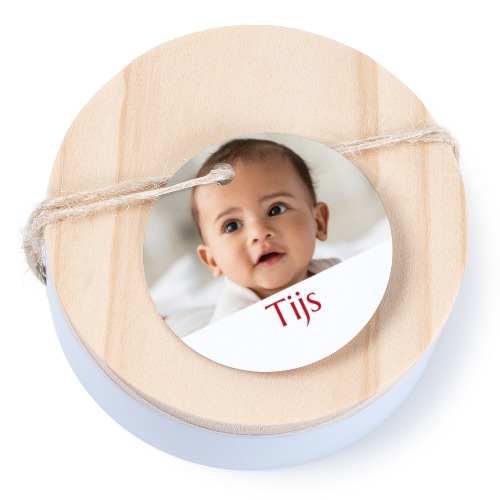 Tin box wooden lid round label - set of 12 Tin box wooden lid round label - set of 12